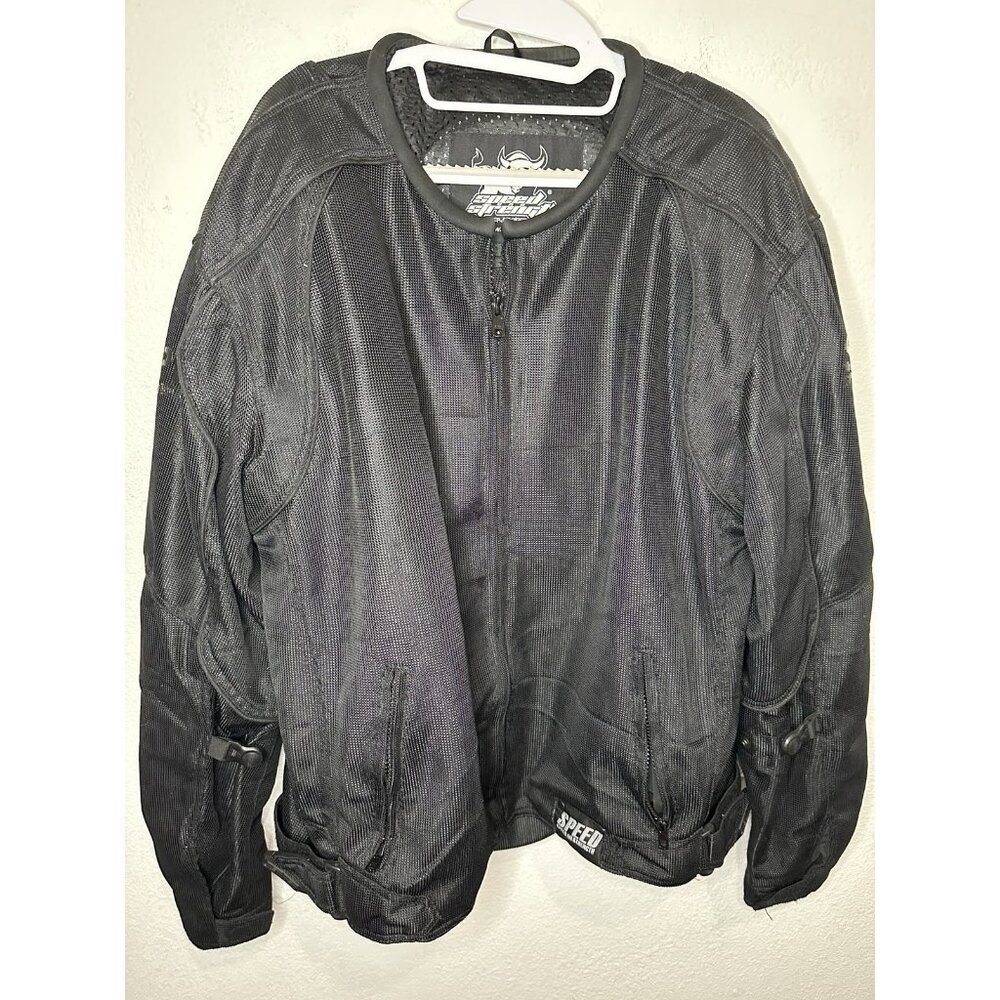 Speed and Strength Black Fitted And Padded Motorcycle Jacket Size 3XL